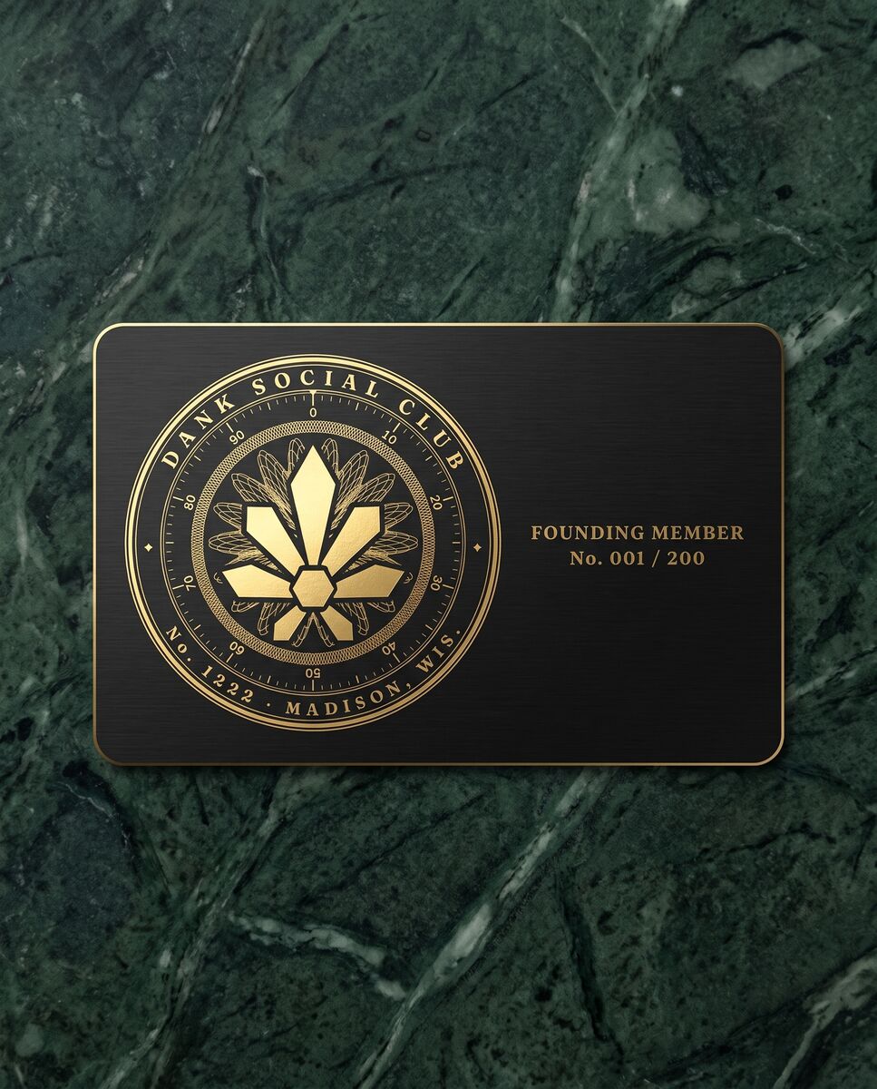 Black metal Founding member card with gold foil seal